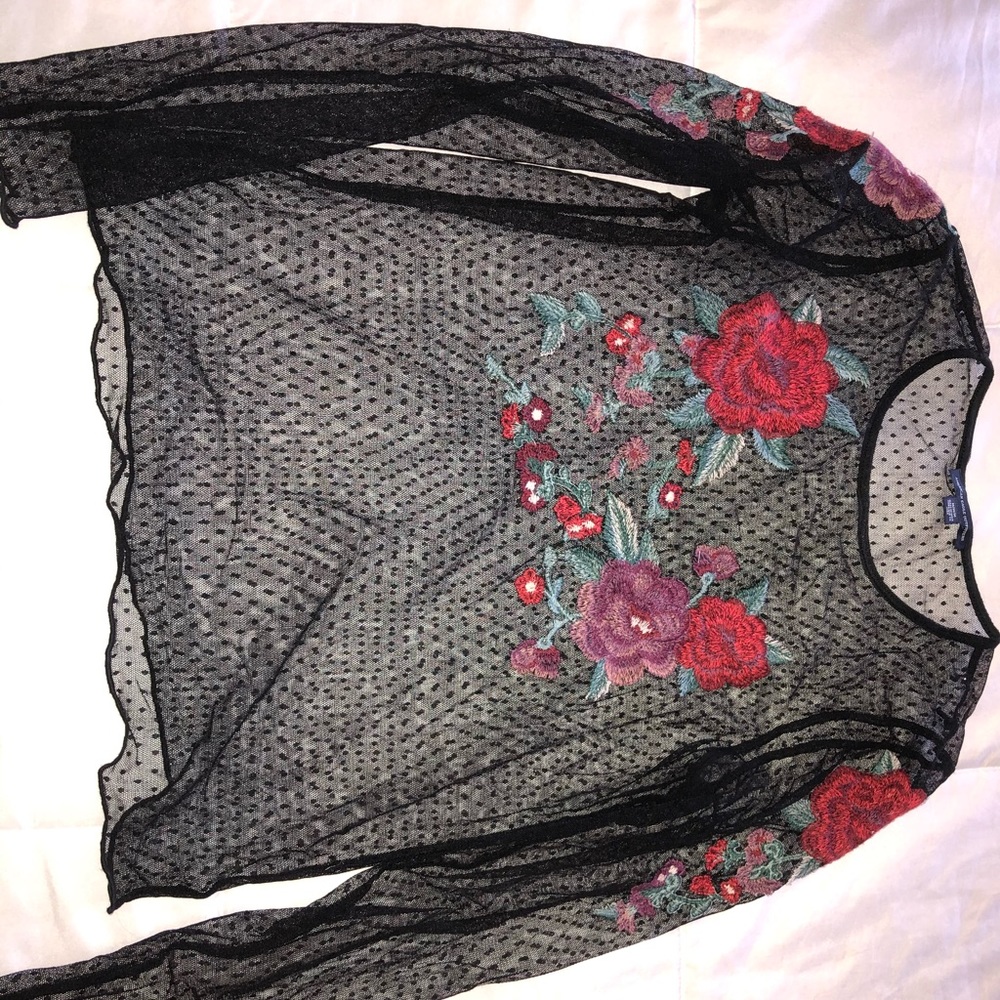 Mesh embroidered top